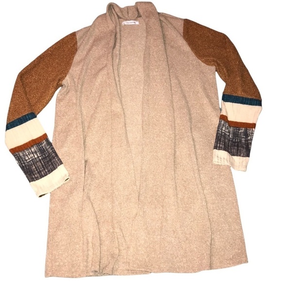 Ces Femme Open Front Woman’s Cardigan Color Block Long Sleeves Size Small - Picture 1 of 7